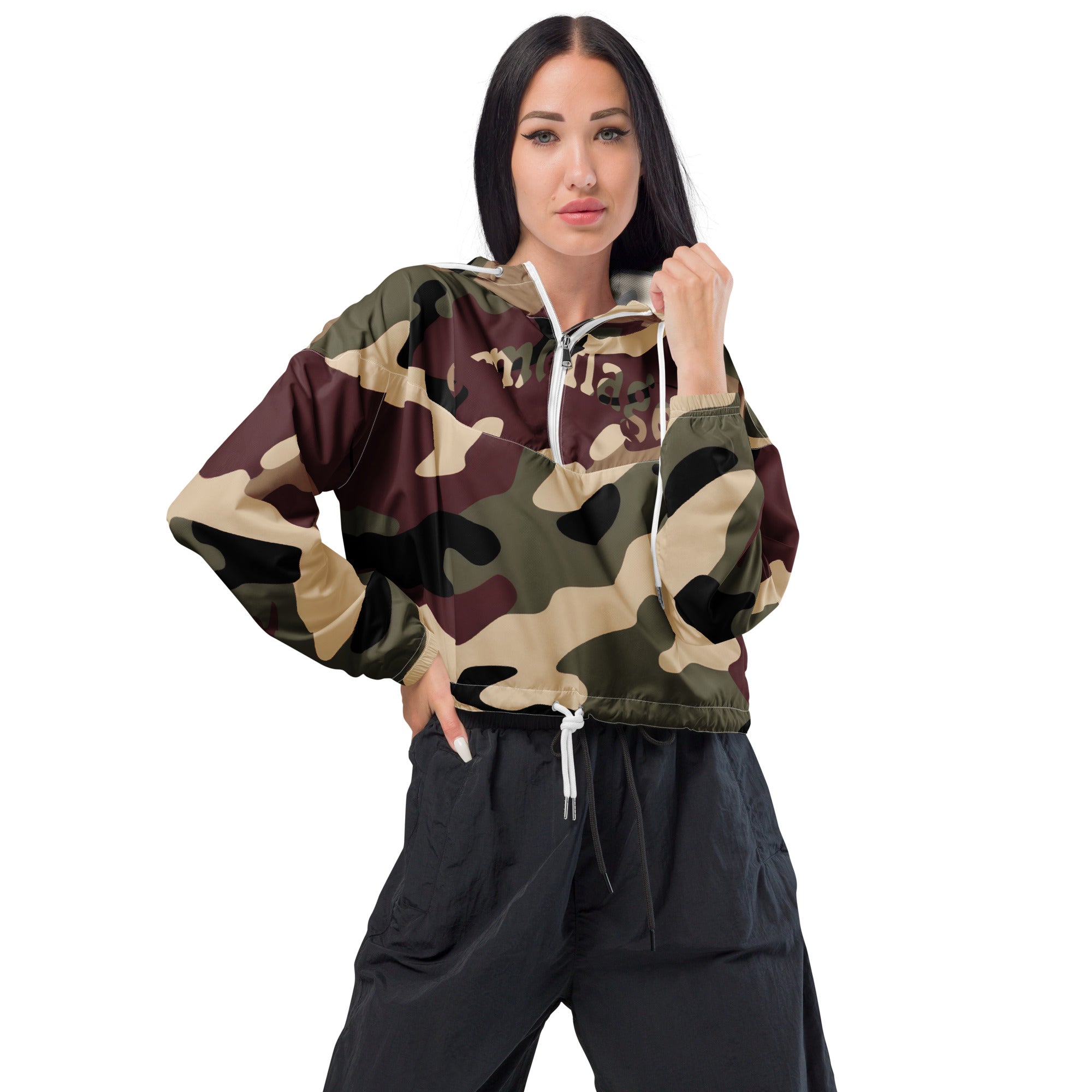 Cortavientos crop Mujer Camouflage Caqui
