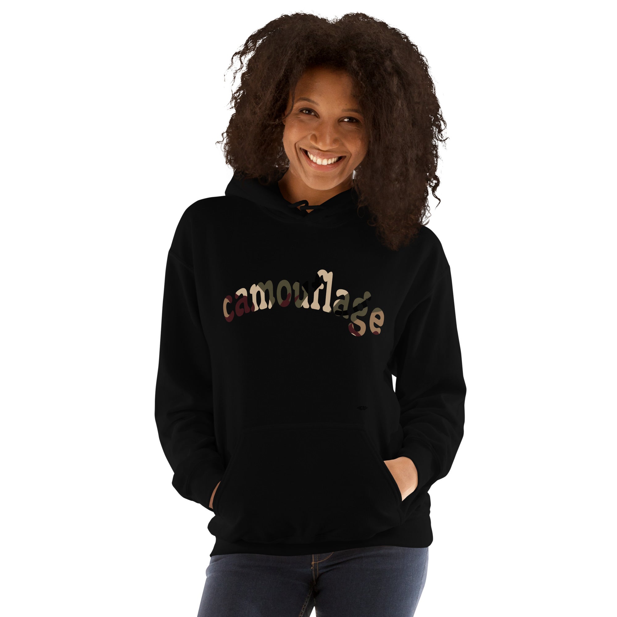 Sweat à capuche Femme Texte camouflage
